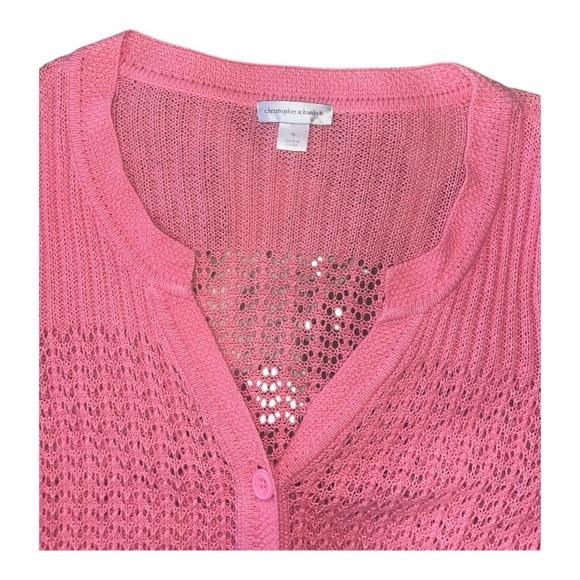 Christopher & Banks Pink Cardigan with Relaxed Fit and V-Neck Excellent - Picture 6 of 10